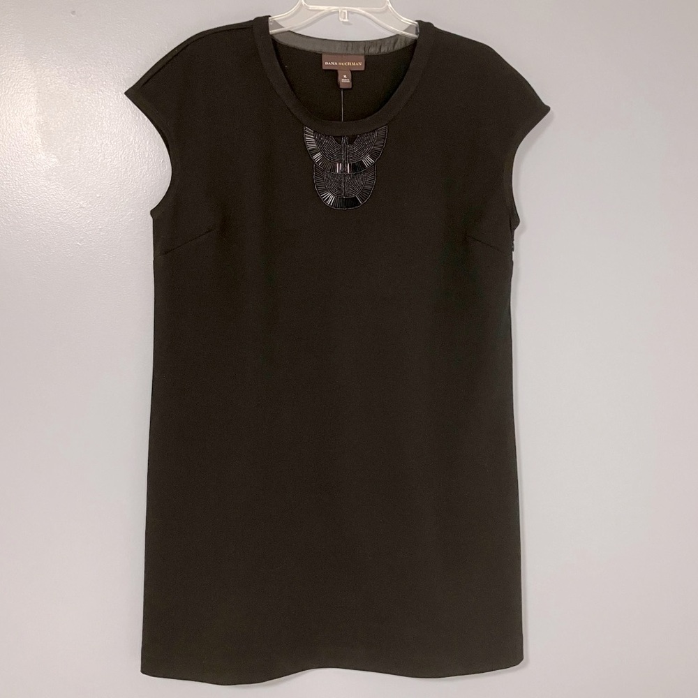 Dana Buchman Women's Formal Black Beaded Knit Shift Dress XL